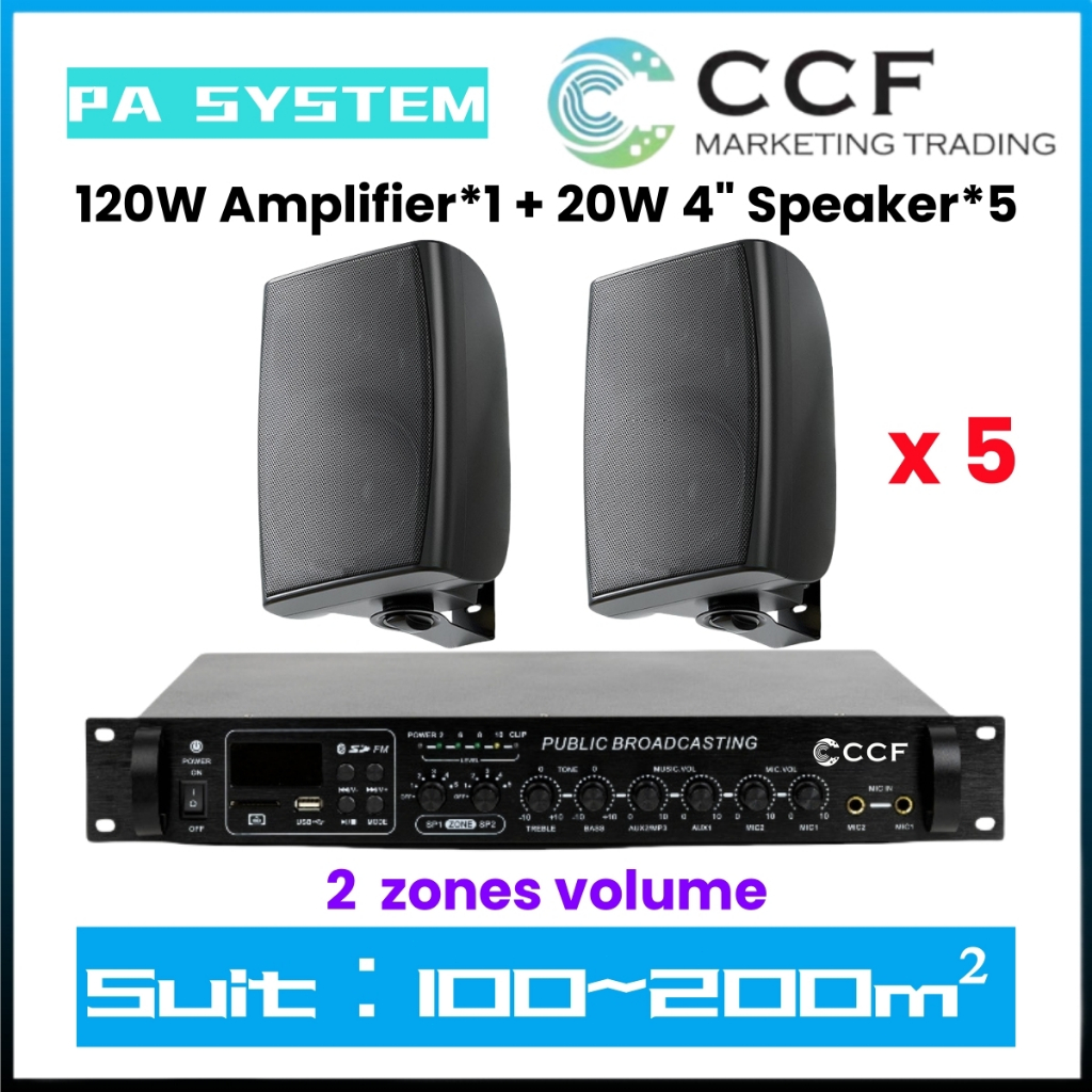 CCF 2/3/5 Zone PA System Set with 4 inch Wall Speakers original image 12