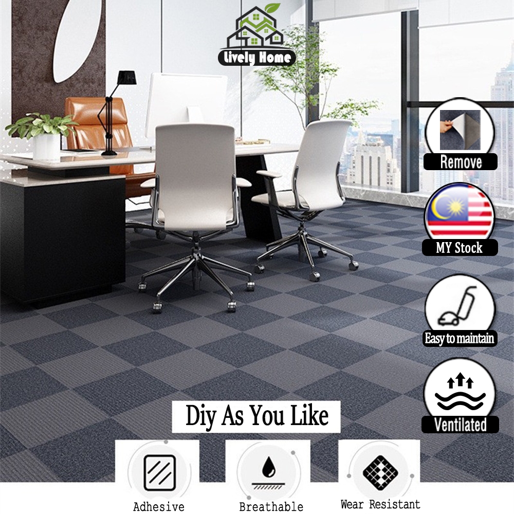 MY Stock 10pcs Non-Slip Adhesive Office Floor Mats | Removable & Easy ...
