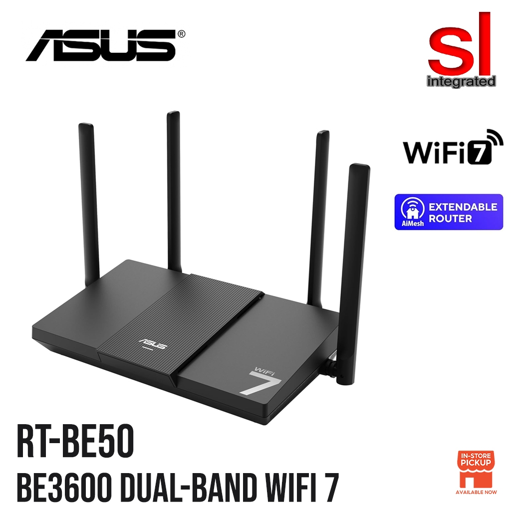ASUS RT-BE50 BE3600 Dual-Band WiFi 7 Smart AiMesh Extendable Router ...