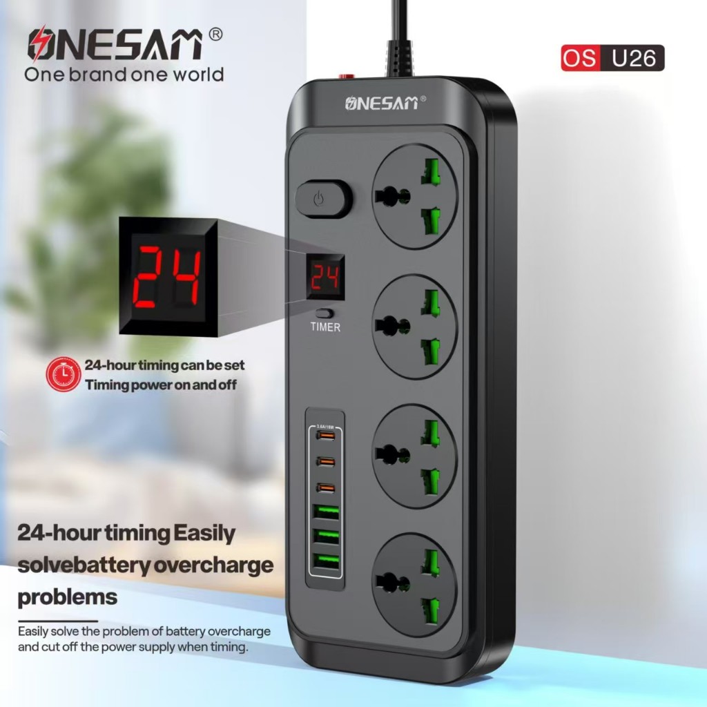 ONESAM OS-U26 Timer Power Socket /18W Super Fast Quick Charging / 3 USB ...
