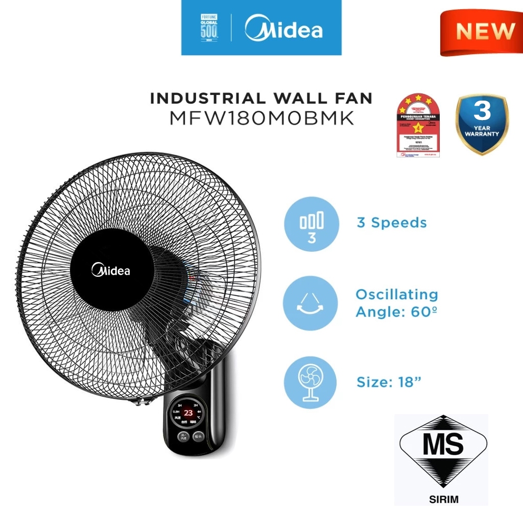 Midea Wall Fan with Remote Control (51cm/18″)【3-year warranty】 | Shopee ...