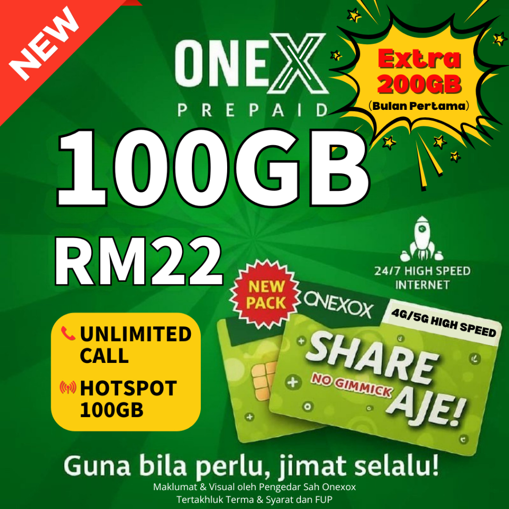ONEXOX OneX22 Prepaid | 100GB Internet + Unlimited Call + Hotspot ...
