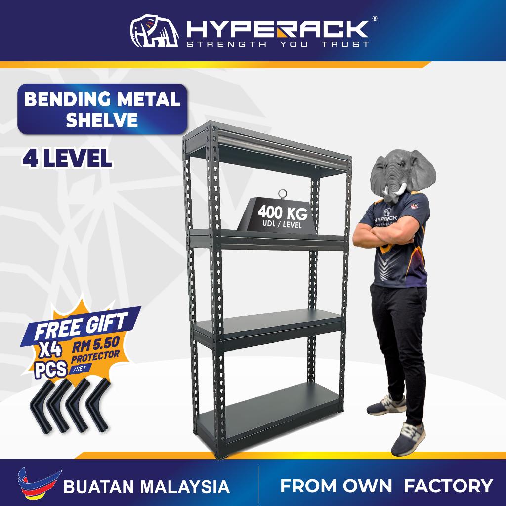🐘[FREE SHIPPING] HYPERACK™️ Bending Metal Black 4 Levels Boltless Rack ...