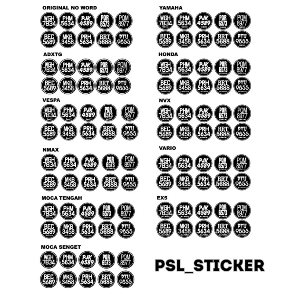 Number Plate Bulat Motorcycle Sticker (Custom Design) Motor / Plate ...