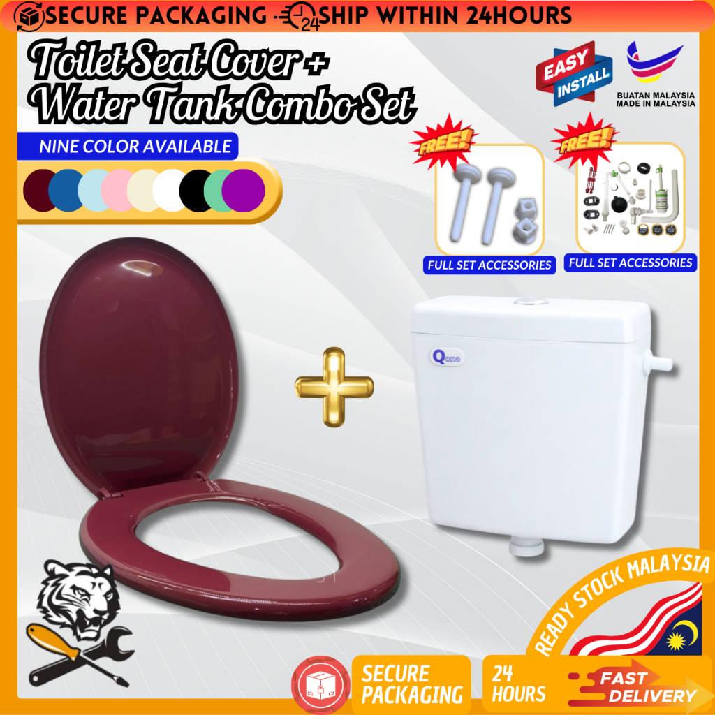 3T Combo Set Toilet Seat Cover + Toilet Water Tank Full Set Toilet ...
