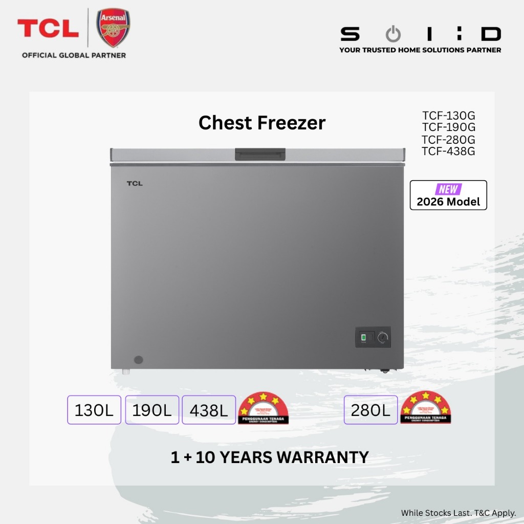 TCL Chest Freezer 130L, 190L, 280L, 438L, TCF-130G/TCF-190G/TCF-280G ...