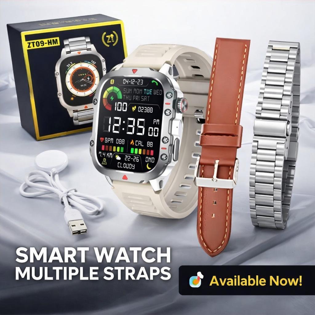 ZT09 Three Straps Smart Watch 3in1 Set HD 2.01Jam tangan pintar Men's ...