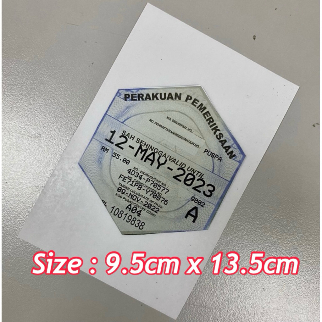 Road Tax Sticker / Plain Transparent Sticker RFID Roadtax Sticker ...