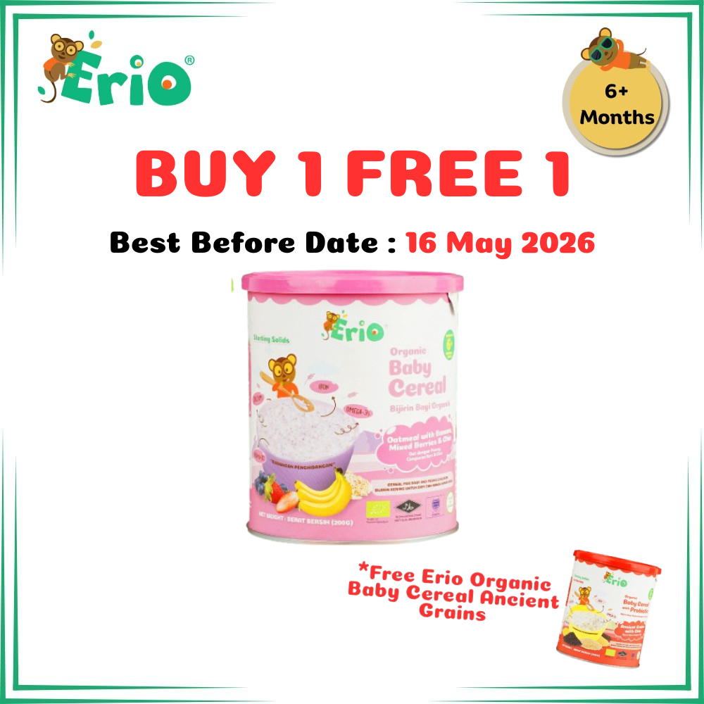 Erio Organic Baby Cereal Oatmeal with Banana Mixed Berry & Chia 200g ...