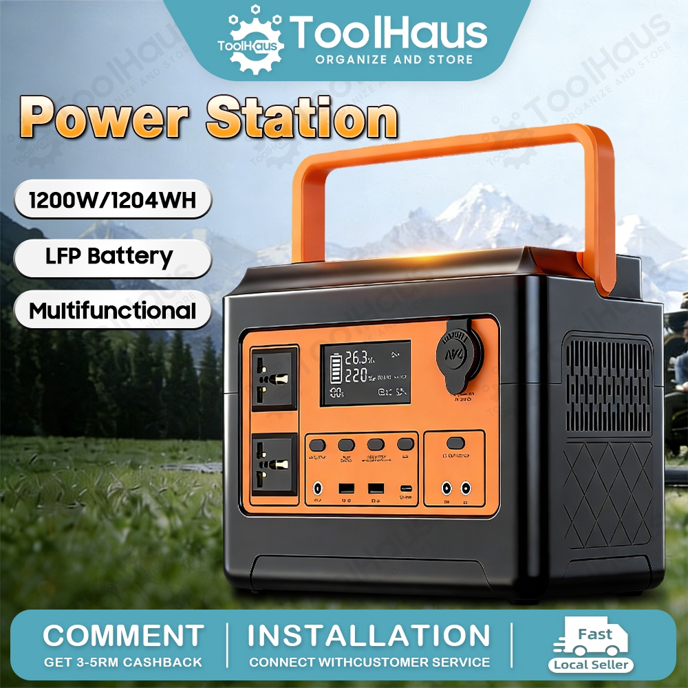 TOOLHAUS Portable Power Station 1204Wh LiFe P04 Battery 1200W AC 220V ...