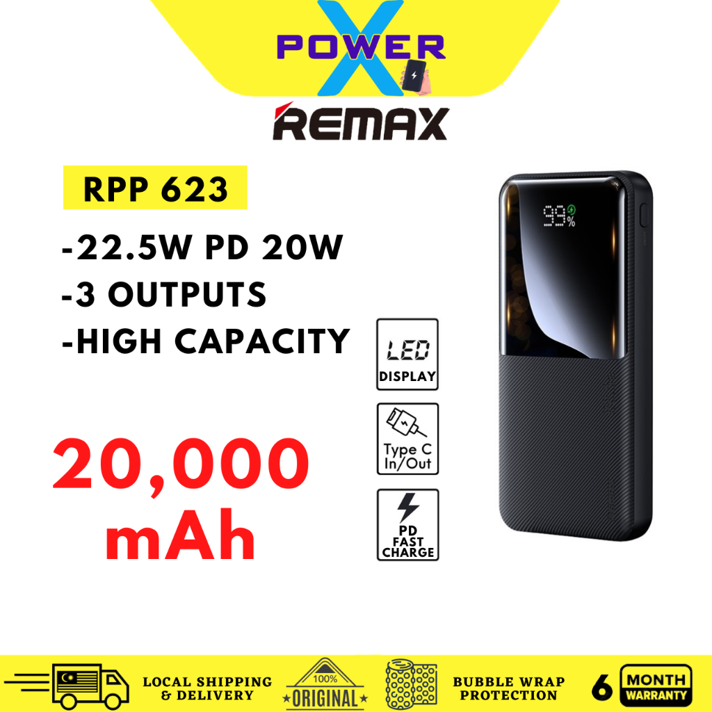 Remax RPP-623 20000mAh モバイルバッテリー REMAX RPP-623 20,000mAh Power Bank 22.5W Fast Charging PD+QC