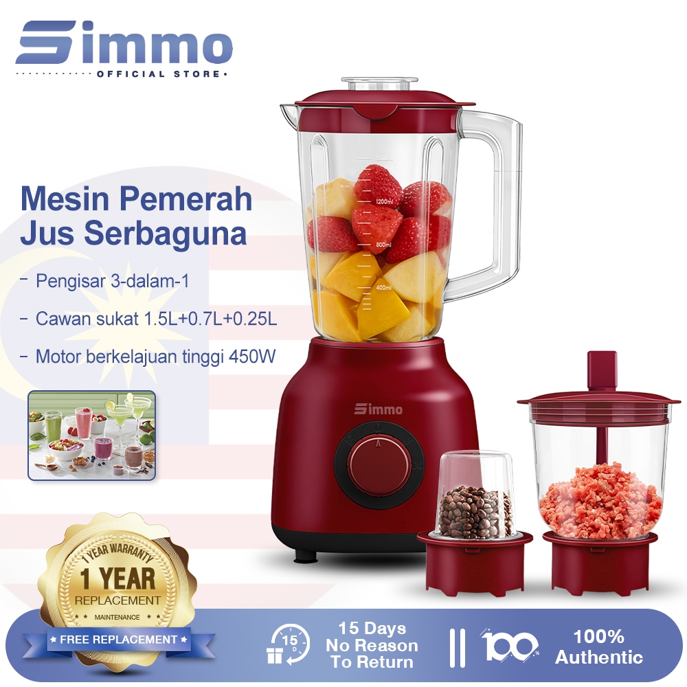 Simmo Fruit Juicer Food Processor 3in1 Blender Heavy Duty Multi ...