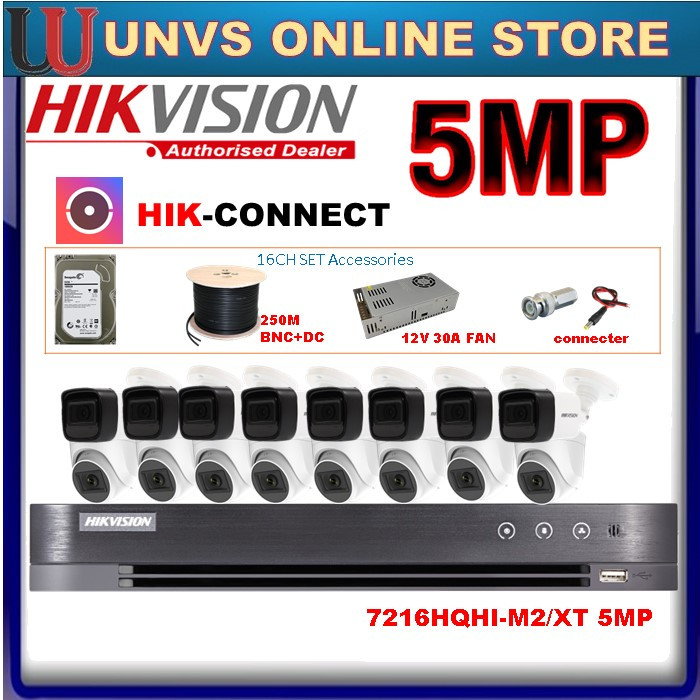 HIKVISION HIK 16-CHANNEL 5.0MP CCTV Full HD 5MP 1440P DVR+Camera 16CH ...