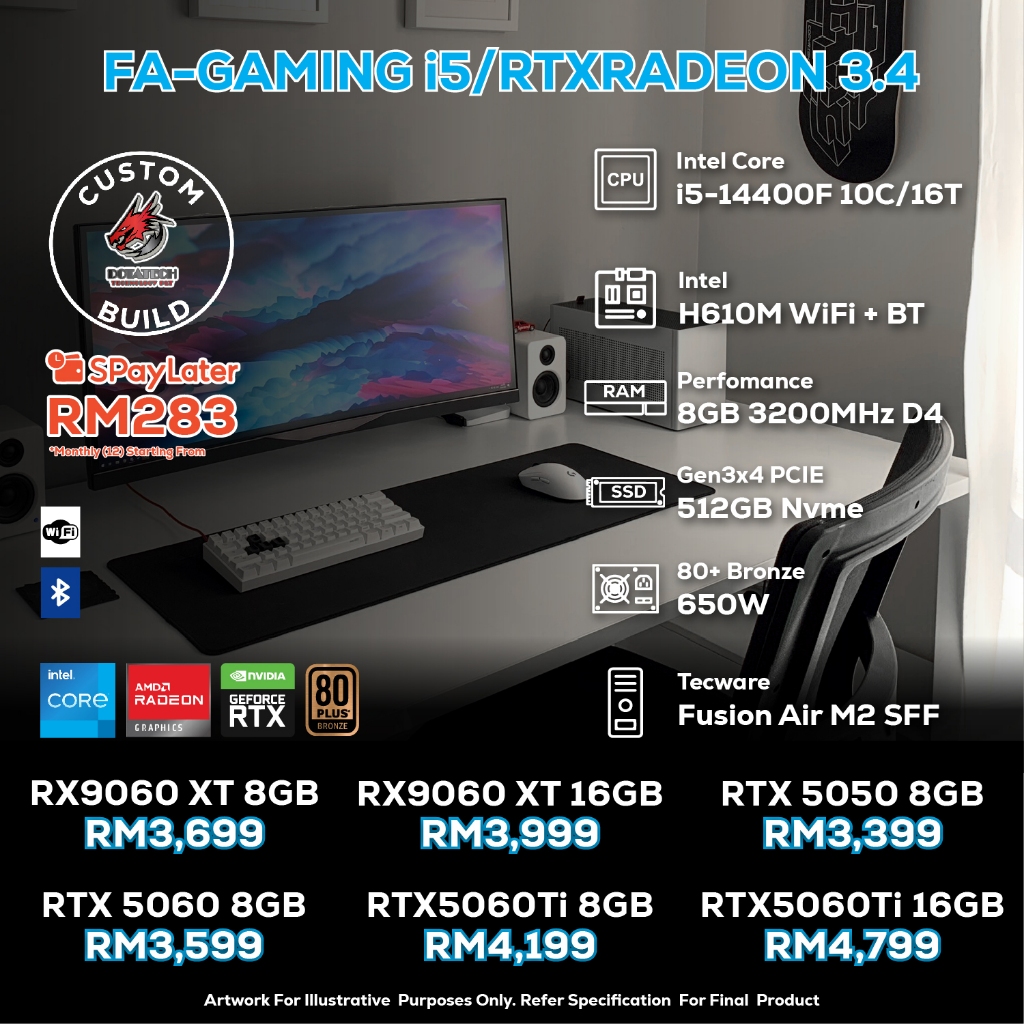 DOTATECH FA-GAMING i5/RTXRADEON 3.4 - CUSTOM PC GAMING PACKAGE - i5 ...