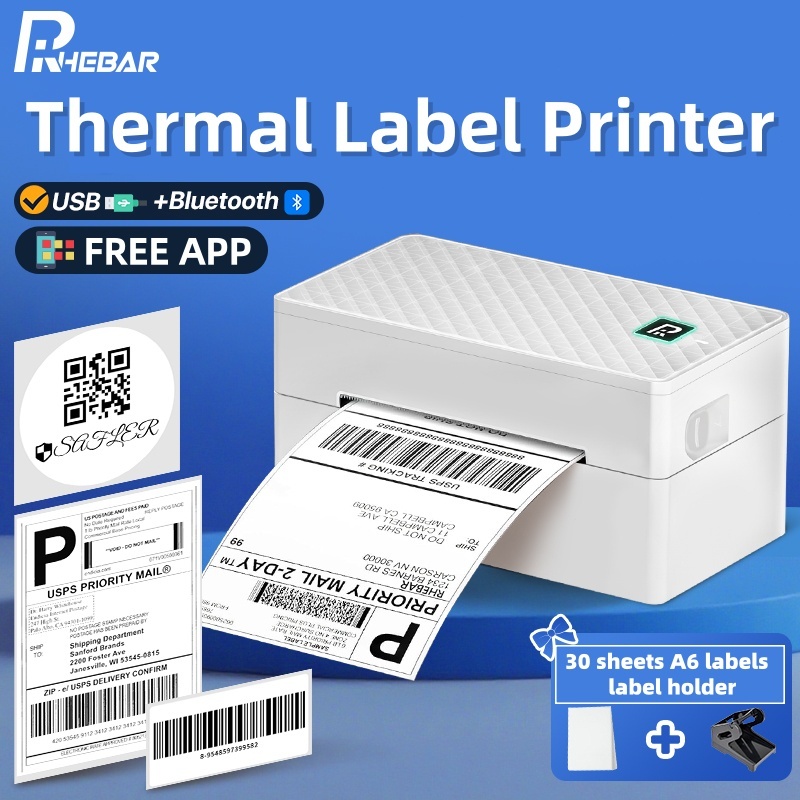 Rhebar Thermal Label Printer Shipping Waybill Printer- Bluetooth & USB ...