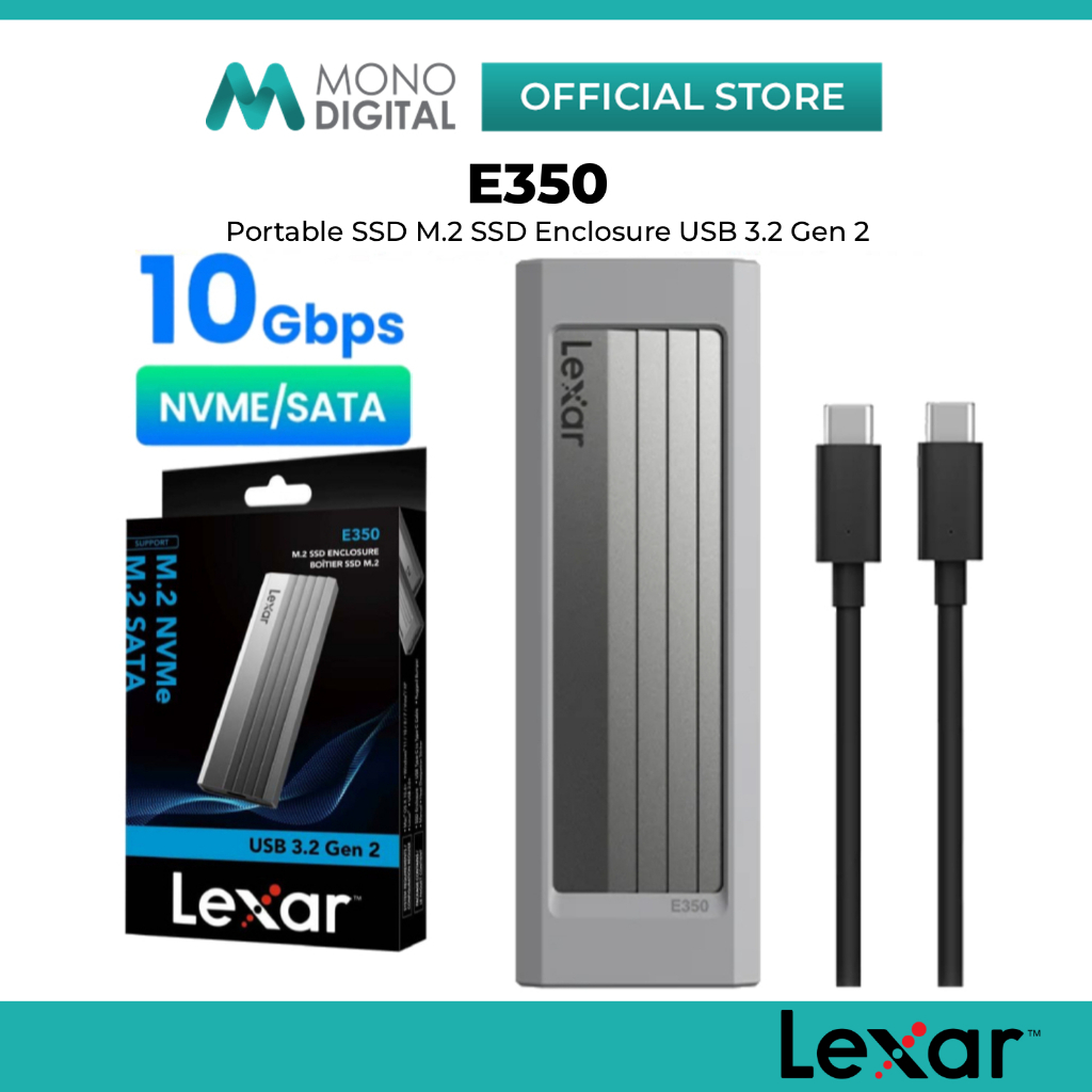 LEXAR E350 M.2 SSD ENCLOSURE USB 3.2 GEN 2 WITH UP TO 10GBPS / METAL ...