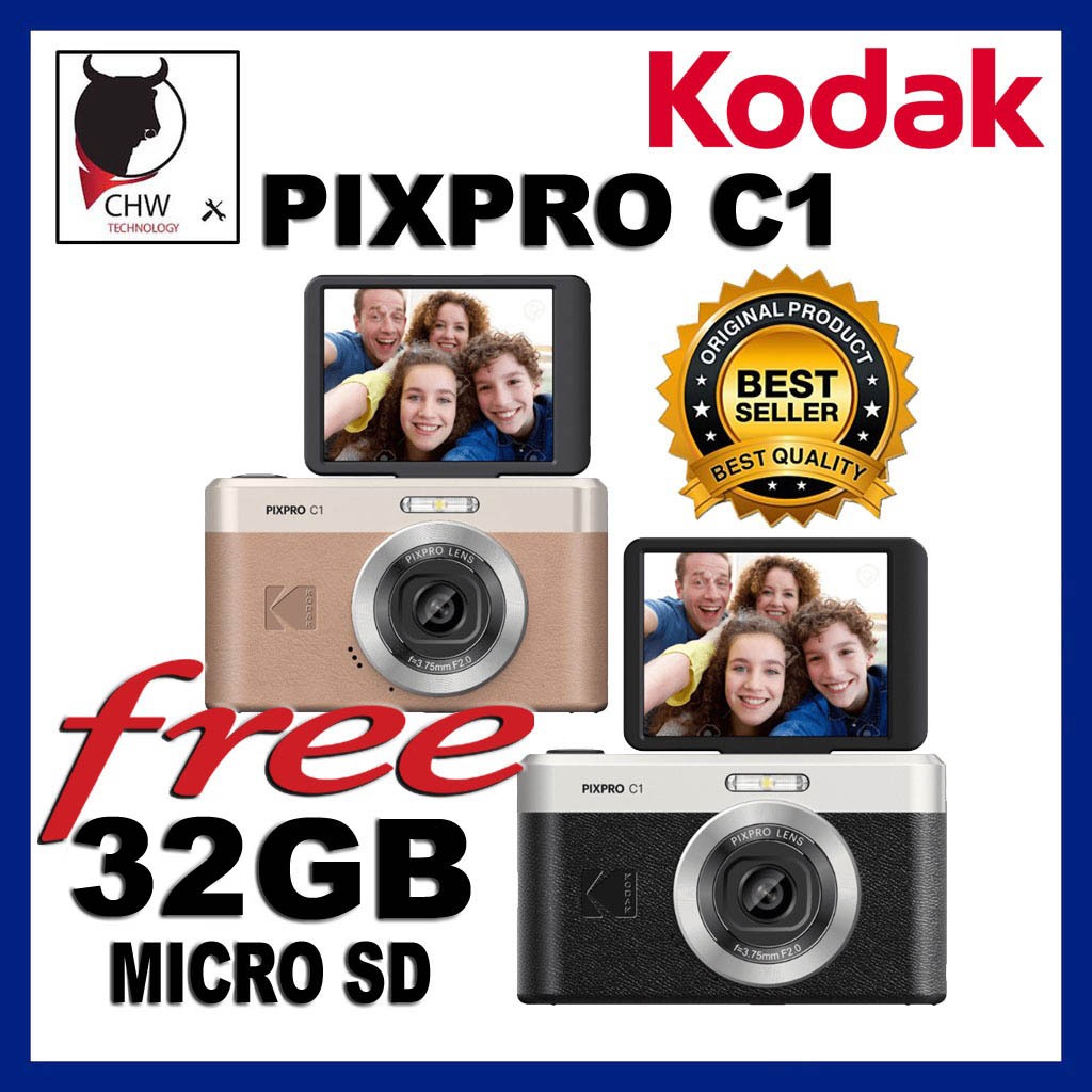 KODAK ORIGINAL PIXPRO C1 COMPACT DIGITAL CAMERA FREE 32GB MICRO SD ...