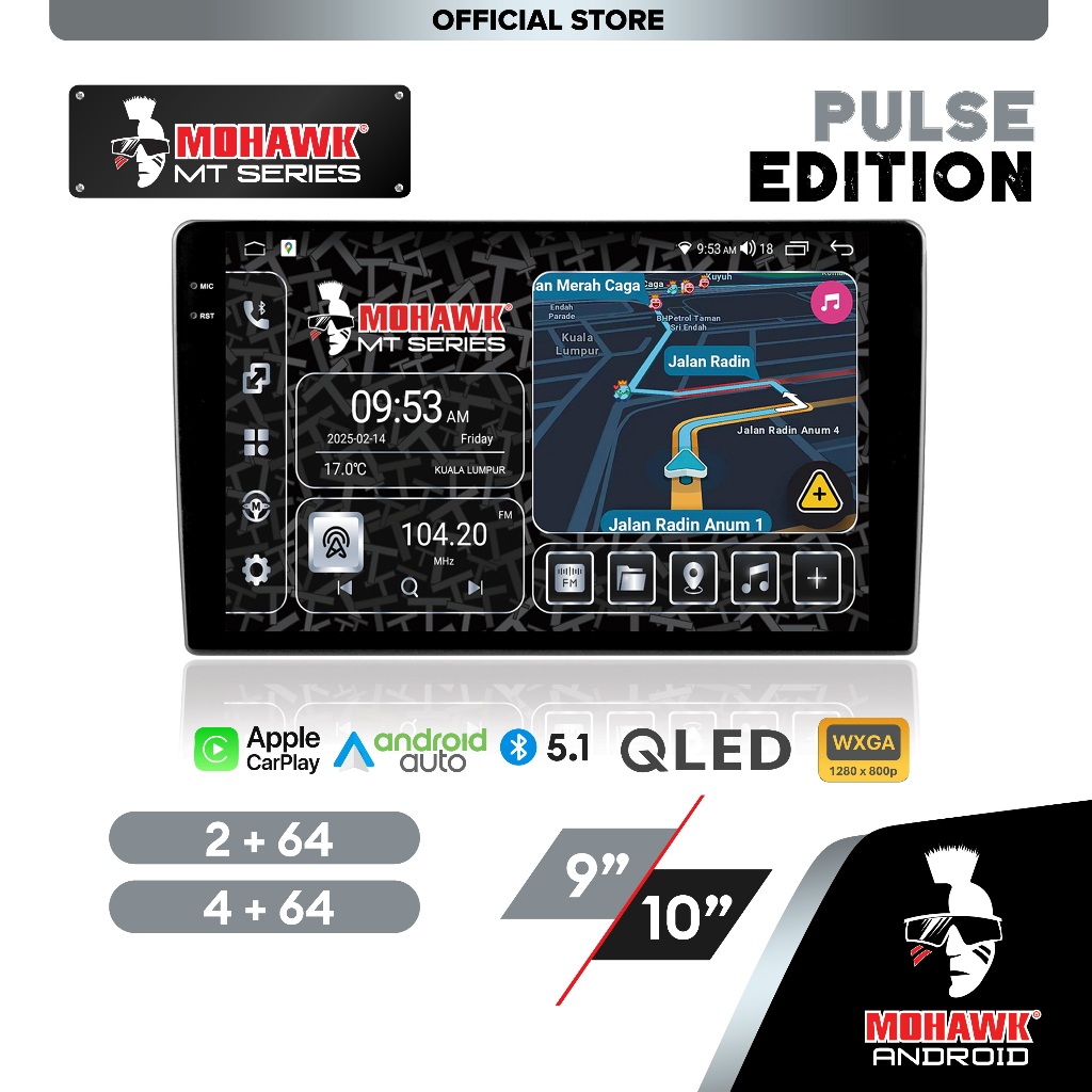 MOHAWK MT Series Pulse Edition 1K Android Car Android Player AHD QLED ...
