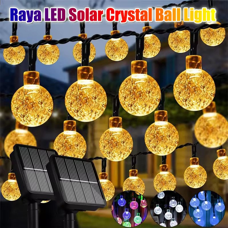 Raya LED Solar Crystal Ball Light Outdoor LED Light Strip Lampu Raya ...