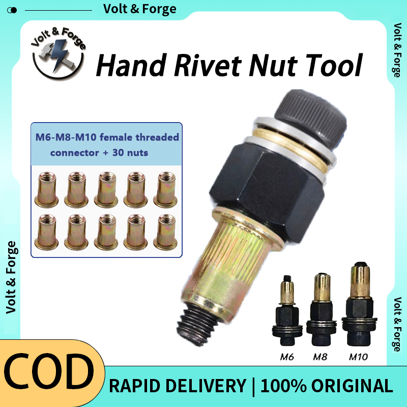 33 Pcs Hand Rivet Nut Gun Head (M6 M8 M10) Hand Nut Riveter Accessory ...