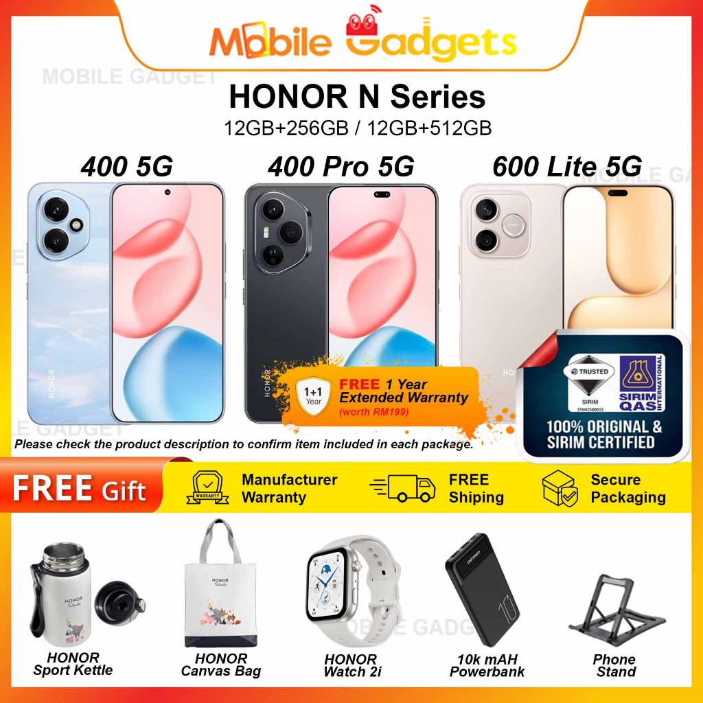 HONOR 400 / HONOR 400 Pro  / HONOR 600 Lite 5G  (12GB+256GB/512GB) | Orignal Malaysia New Set