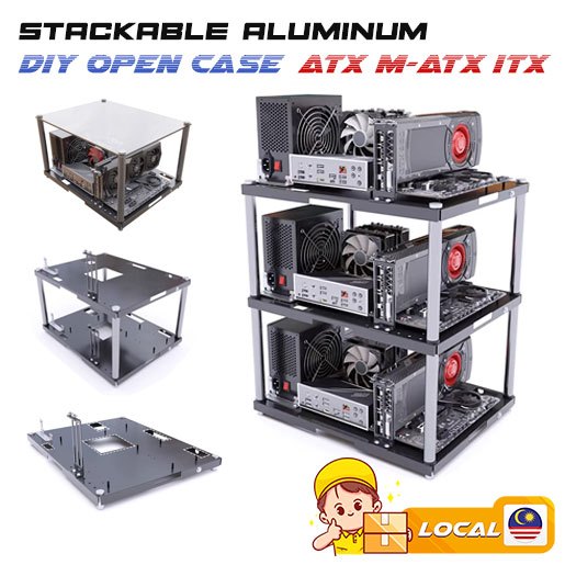 Stackable Aluminum DIY Open Desktop Case Computer ATX/MATX/ITX Free ...
