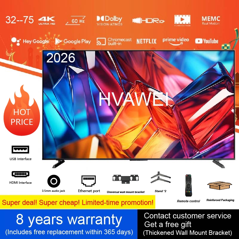 HVAWEI Frameless 4K Android TV 32-75 Inch WiFi Netflix Youtube 8 Years ...