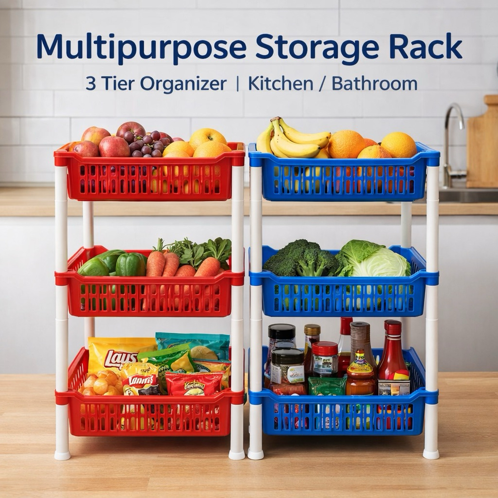 3 Tier Multipurpose Storage Rack Kitchen Organizer Bathroom Shelf ...
