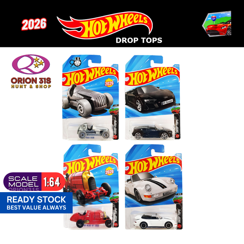 Hot Wheels 2026 Drop Tops Porsche 911 Turbo/ 2019 Audi R8 Spyder/ Fiat ...