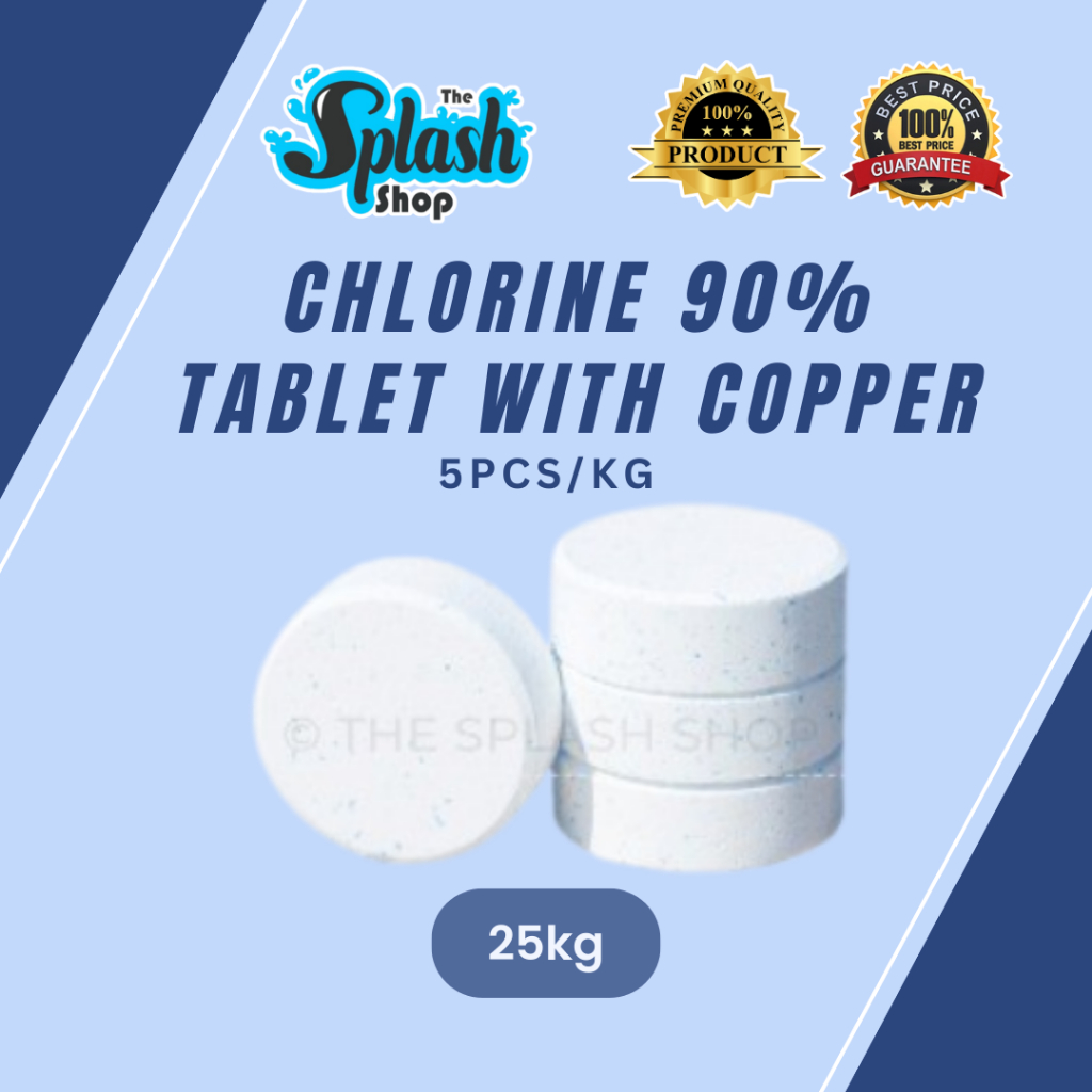 𝐒𝐏𝐋𝐀𝐒𝐇 - Tablet Chlorine 90% with Copper 25kg [READY STOCK] | Shopee ...