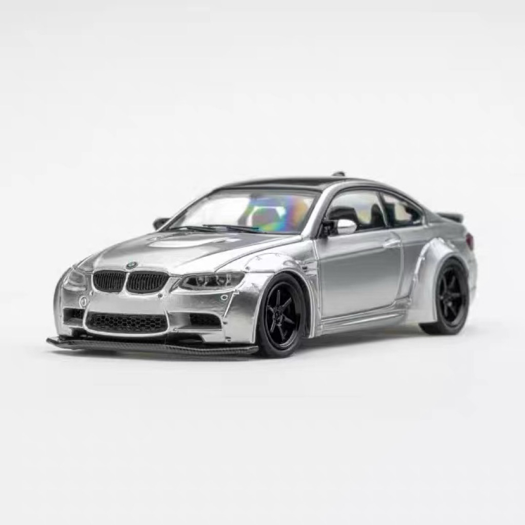 Fine Model BMW M3 E92 LBWK Liberty Walk wide bodykit_silver (Diecast 1/ ...