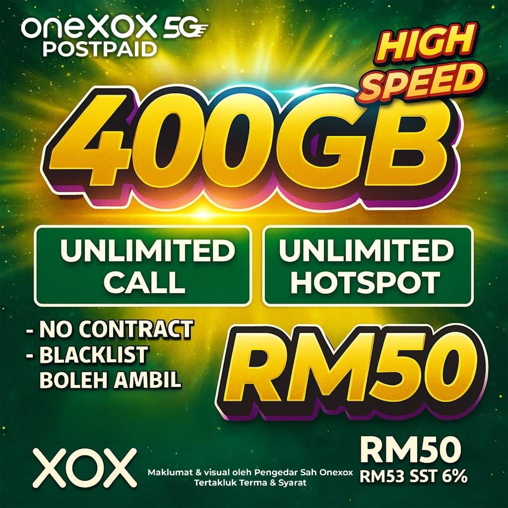 🔥🔥 PROMO !!!!!! 🔥🔥 XOX 400GB HIGHSPEED DATA 4G/5G SIMKAD ONEXOX POSPAID ...
