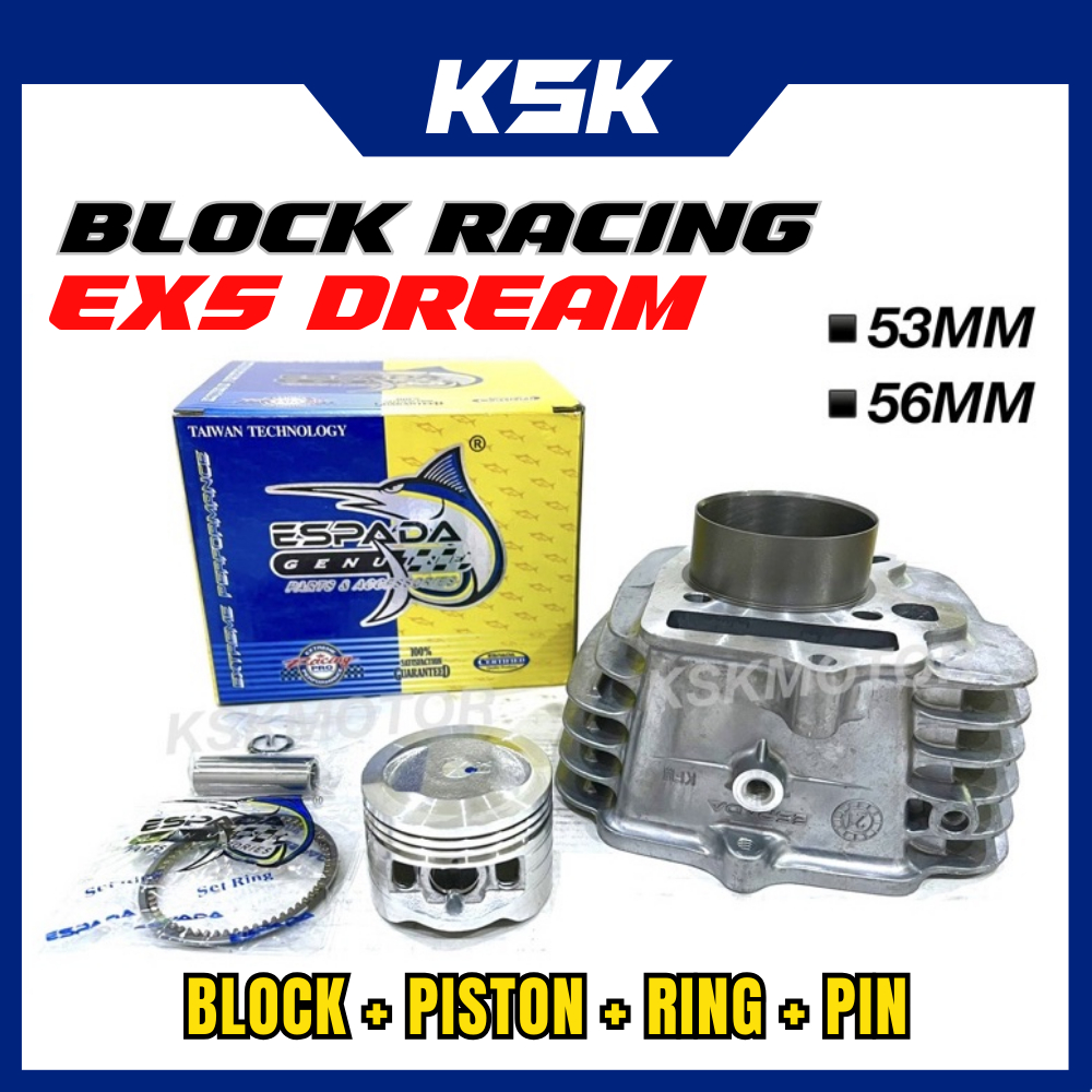 ESPADA RACING BLOCK EX5 DREAM WAVE100 53MM 56MM/BLOK RACING EX5 DREAM ...