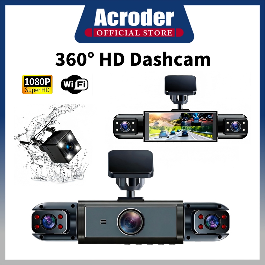 Acroder Y13 WiFi Dashcam Car 4 Cameras 1080P HD Infrared Night Vision ...