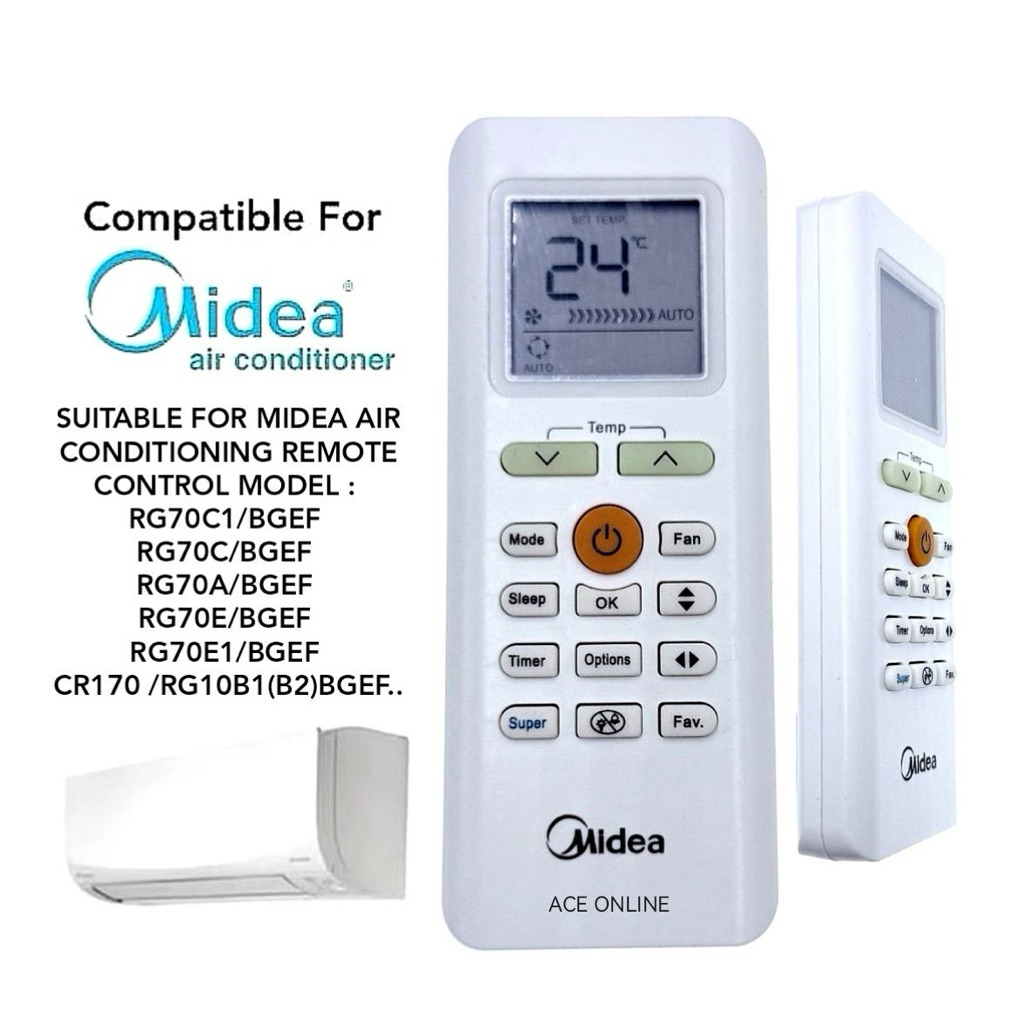 Midea Air Cond Aircond Air Conditioner OEM Replacement Remote Control ...