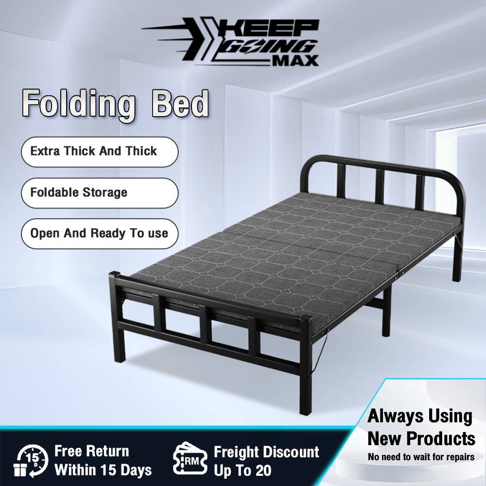 【2 year warranty】Metal Folding Bed Frame Katil Besi Katil Bujang Katil ...