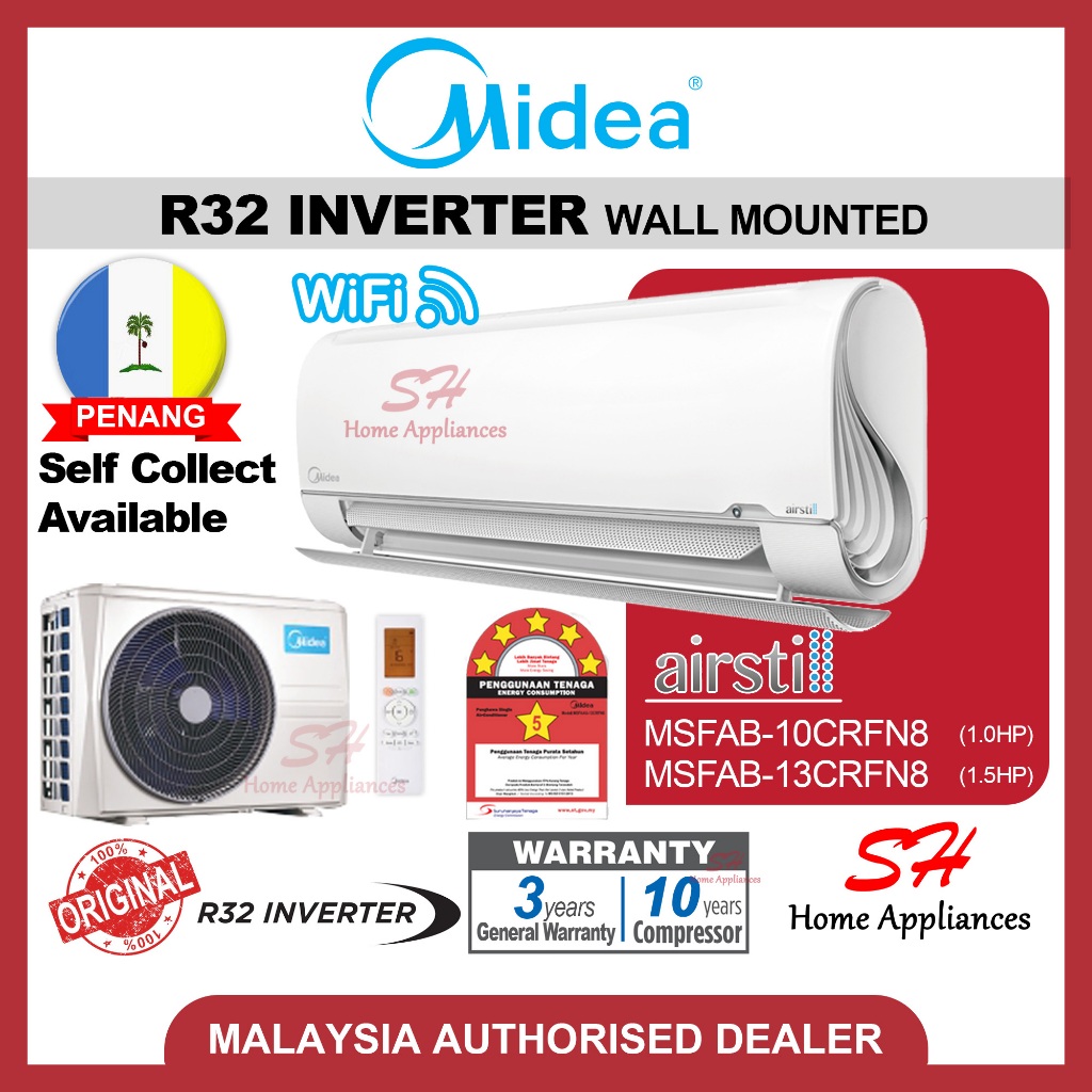 Midea R32 Inverter Air-conditioner Airstill MSFAB / MSFAAU AIRCOND 1 ...
