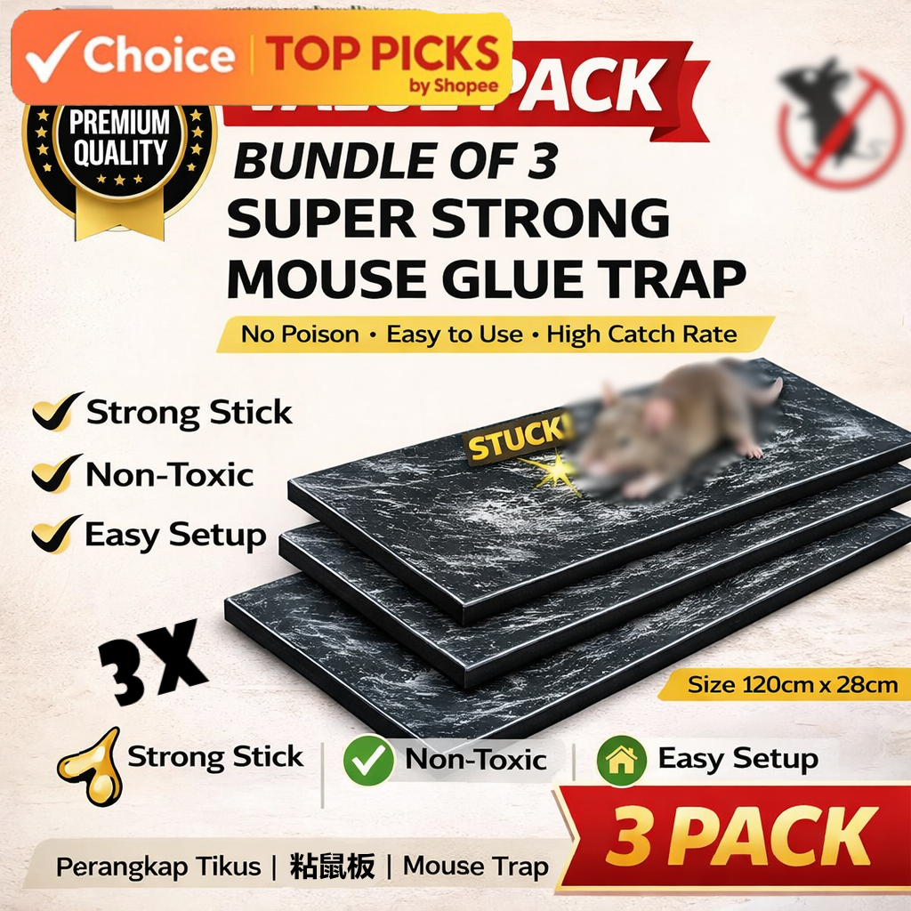 [Bundle of 3] Mouse Trap - Waterproof, Non-Toxic, Strong Sticky Rat ...