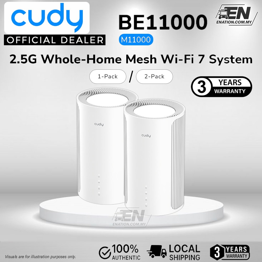 Cudy BE11000 - M11000 2.5G Tri-Band Mesh Wi-Fi 7 System | (1-Pack / 2 ...