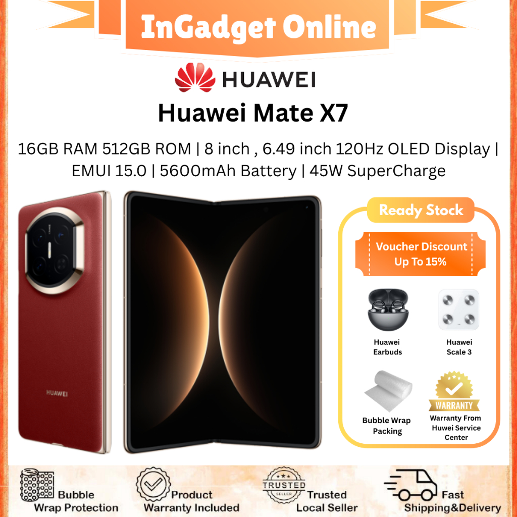 [Promo] Huawei Mate X7 | 8 inches , 6.49 inches 120Hz OLED Display | 16GB RAM + 512GB ROM | Original