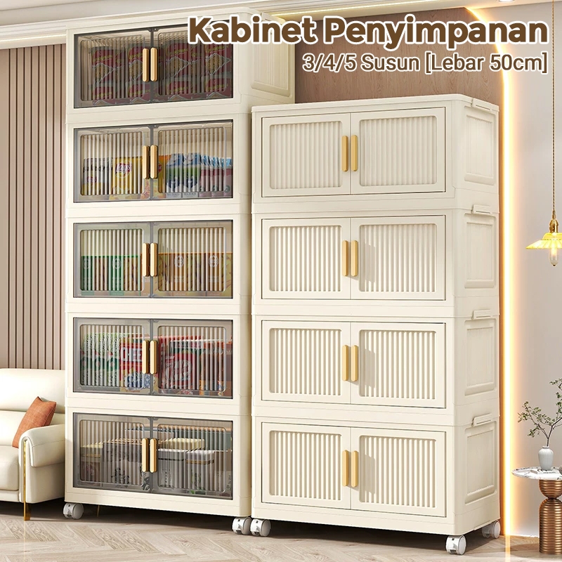 Foldable Storage Cabinet Double Door Stackable Box Almari Simpanan ...