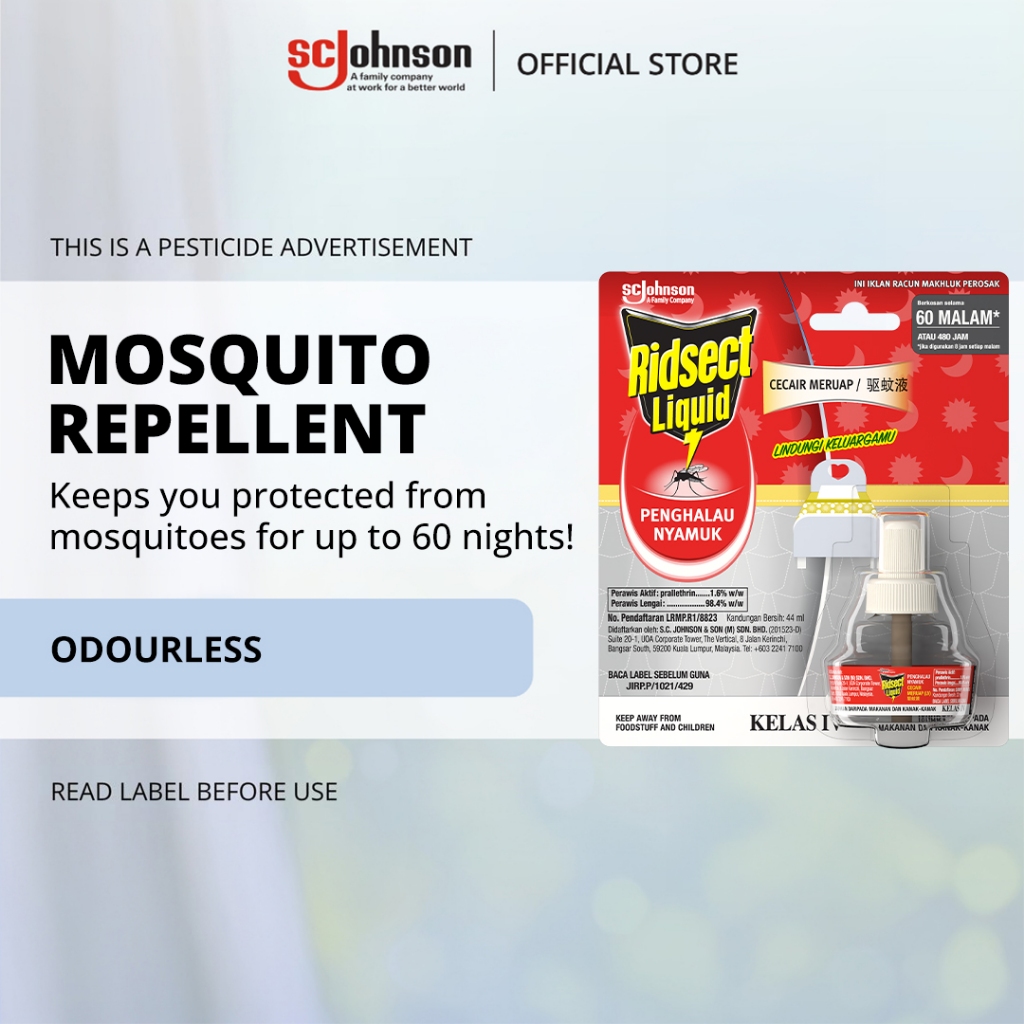 Ridsect Mosquito Repellent 60N Liquid Electric Refill - Odourless (44ml ...