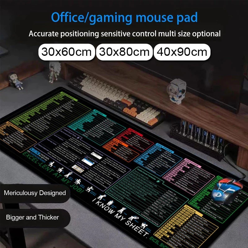 Excel Shortcut Keys Mouse Pad - Extended Large Office Spreadsheet ...