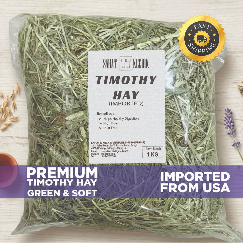 Premium Timothy Hay 1KG Green | Dust-Free | Soft Leafy | Rabbit Guinea ...