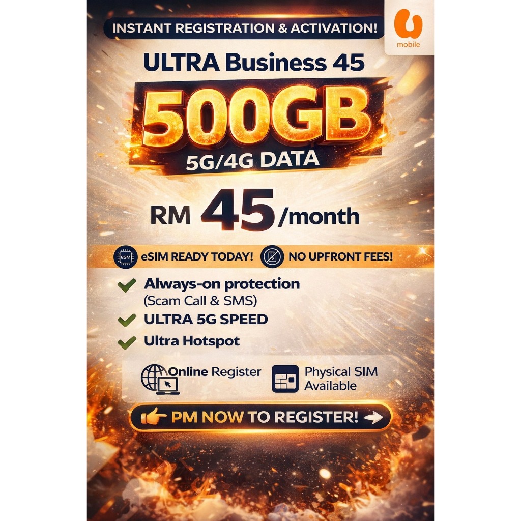 U Mobile UTRA B Postpaid RM45/month | eSIM / SIM Card | Unlimited 5G ...