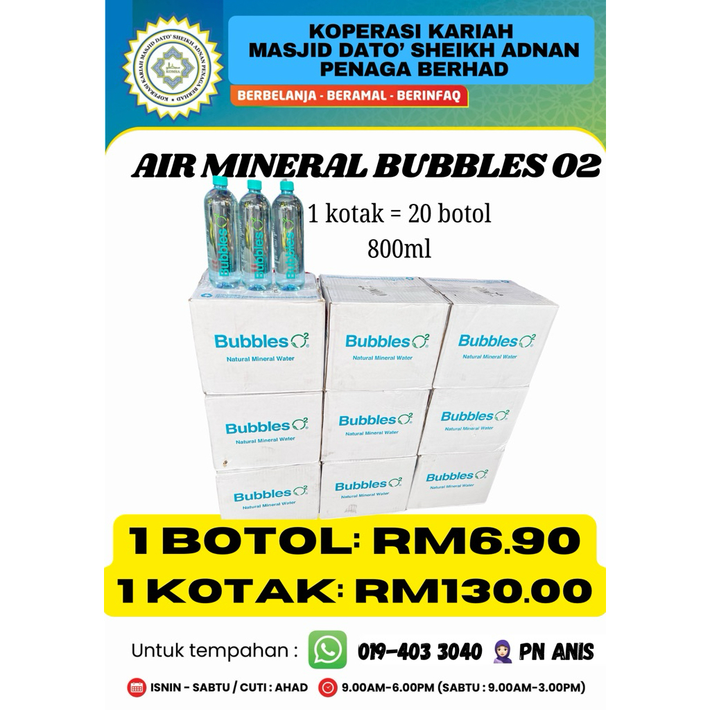 Air mineral Bubbles O2 | 800ml | Botol Besar | 1 KOTAK | Shopee Malaysia