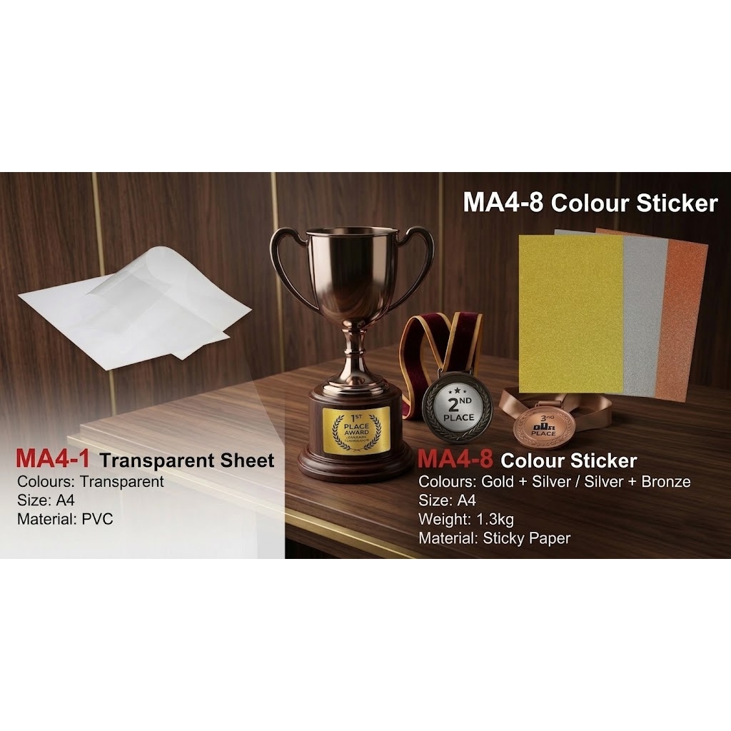 A4 SIZE GOLD | SILVER | BRONZE STICKER PAPER | FOR TROPHY & MEDAL ...