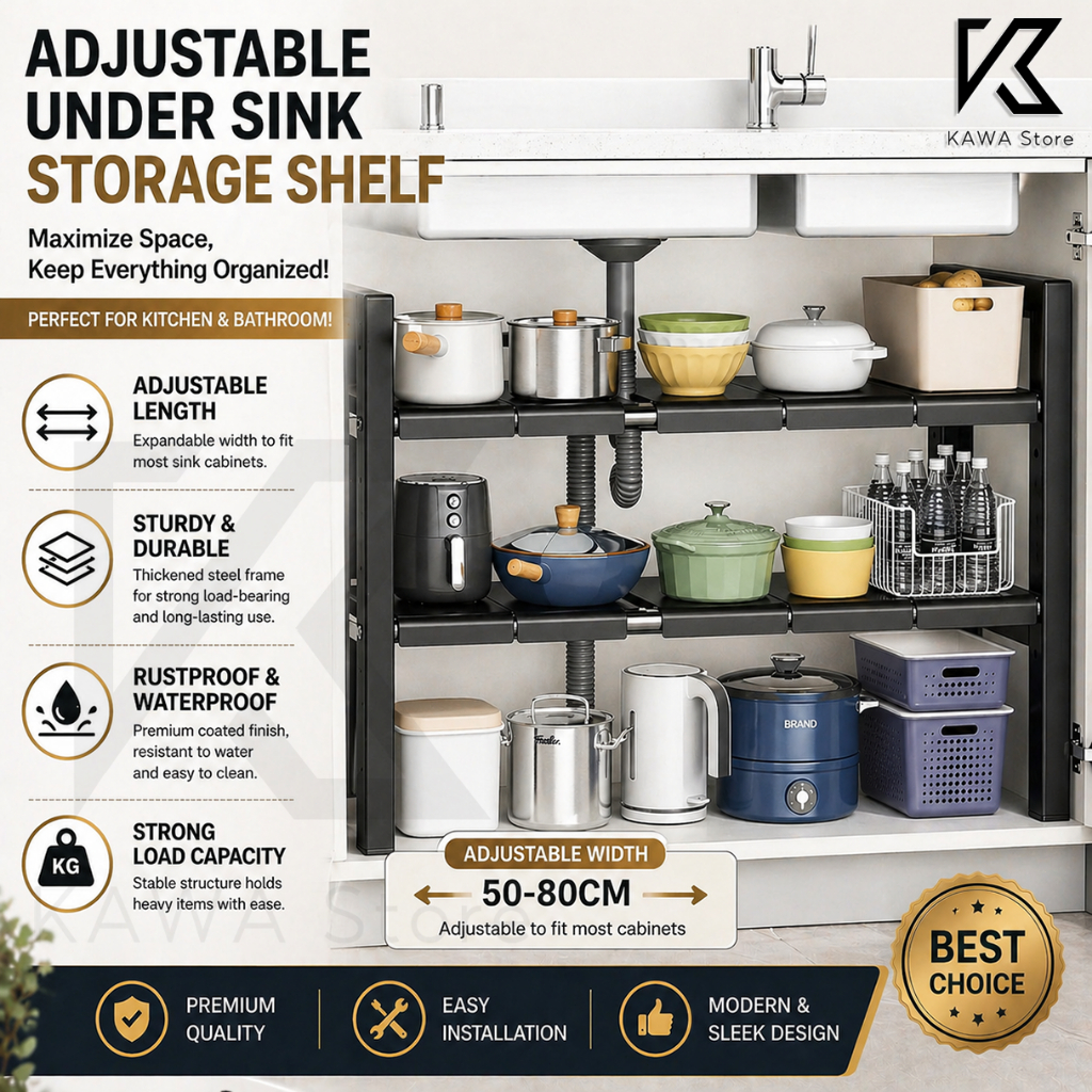 Under Sink Rack Stainless Steel Extendable Kitchen SinkRack Bathroom ...