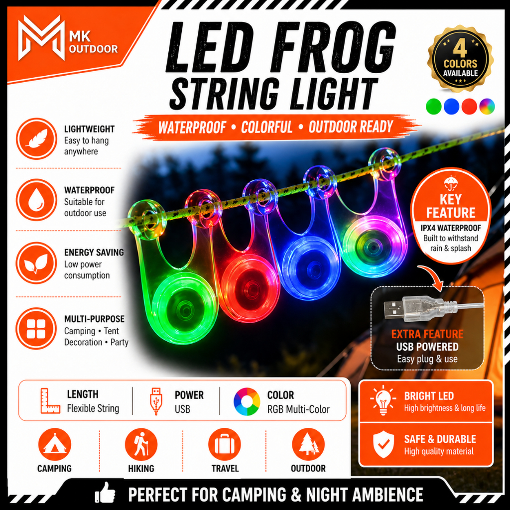 Frog light Waterproof LED Tent String Rope Mini Flashlight Bicycle ...