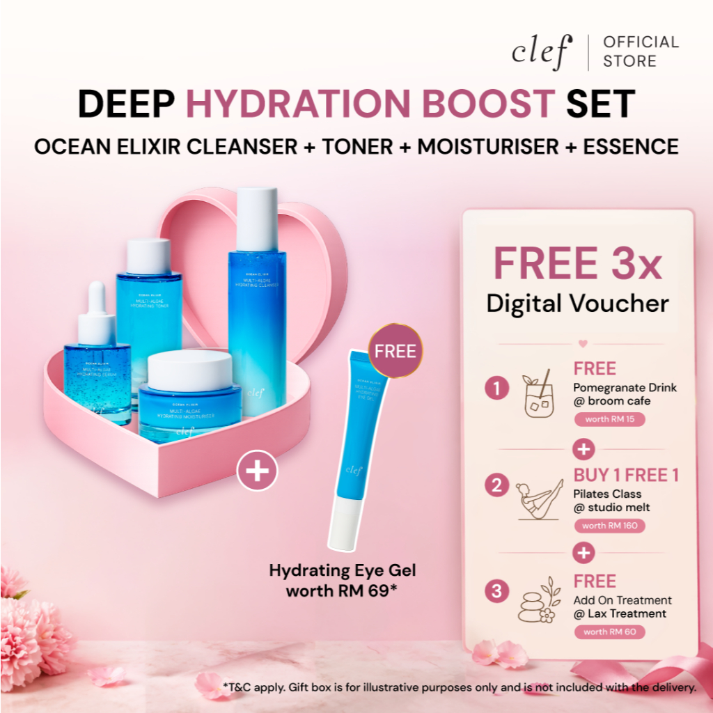 [FULL SET] CLEF Ocean Elixir 5-Step Hydrating Skincare Set | Cleanser ...